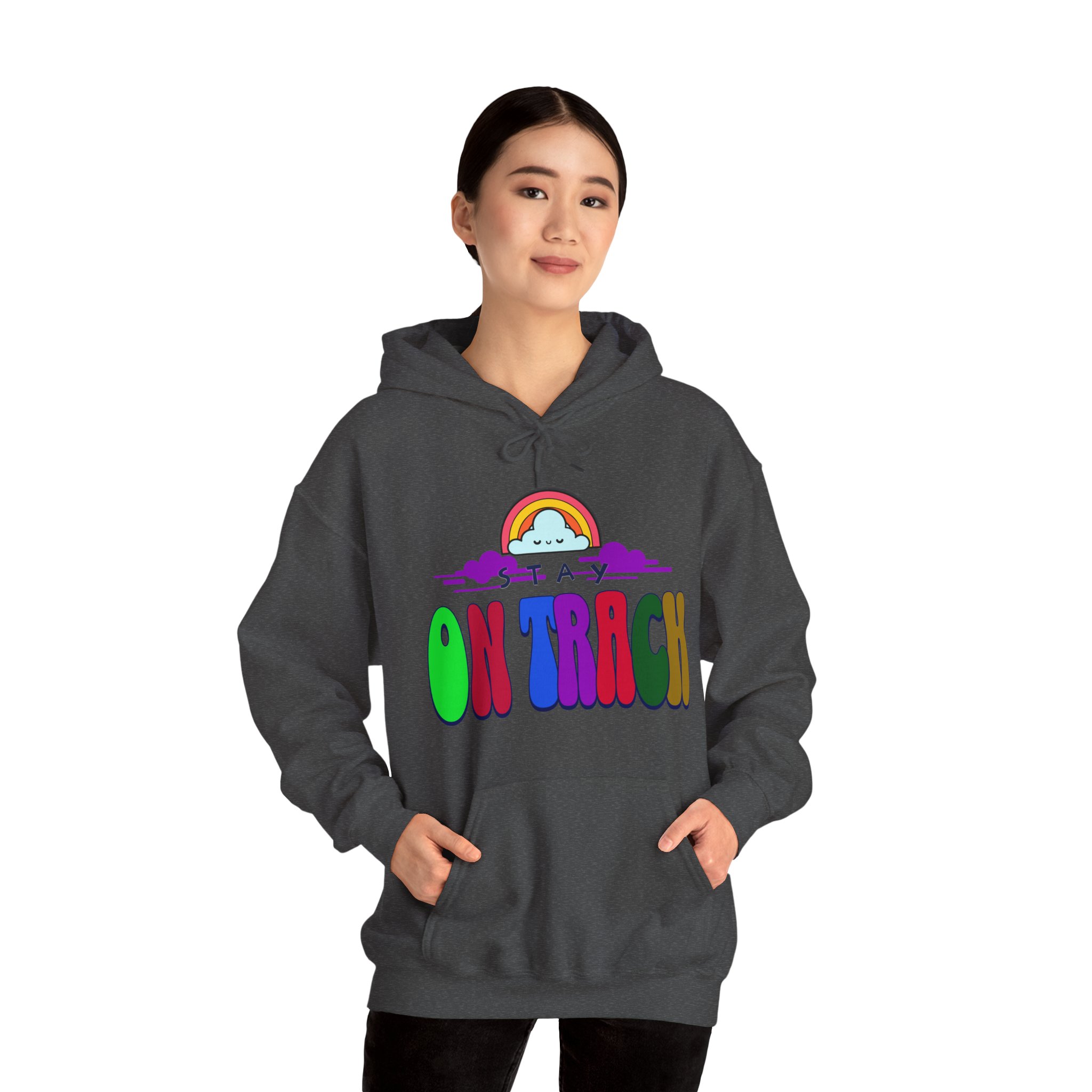 Stay on Track: Rainbow Cloud Motivational Hoodie - Image 4