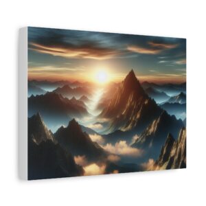 Sunrise Serenity: Majestic Mountain Canvas Art