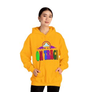 Stay on Track: Rainbow Cloud Motivational Hoodie