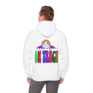 Stay on Track: Rainbow Cloud Motivational Hoodie