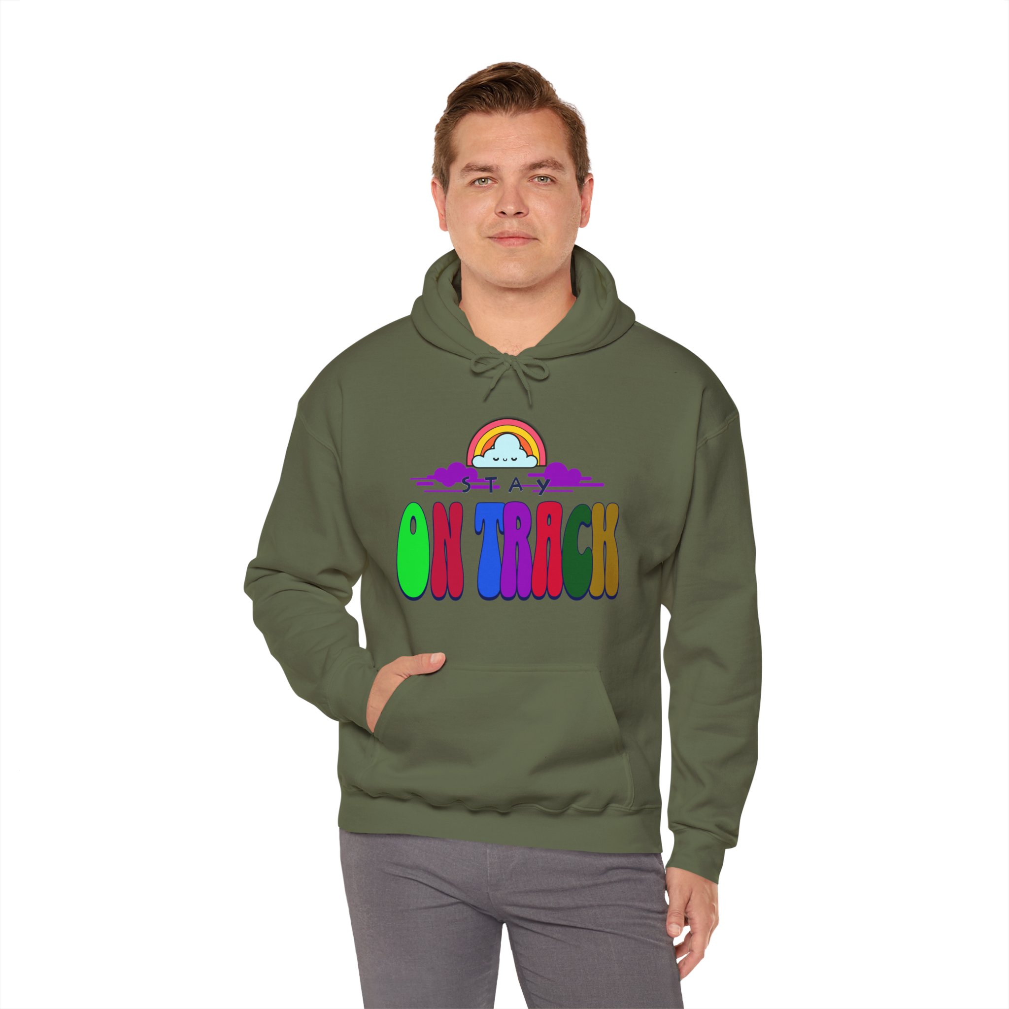 Stay on Track: Rainbow Cloud Motivational Hoodie - Image 8