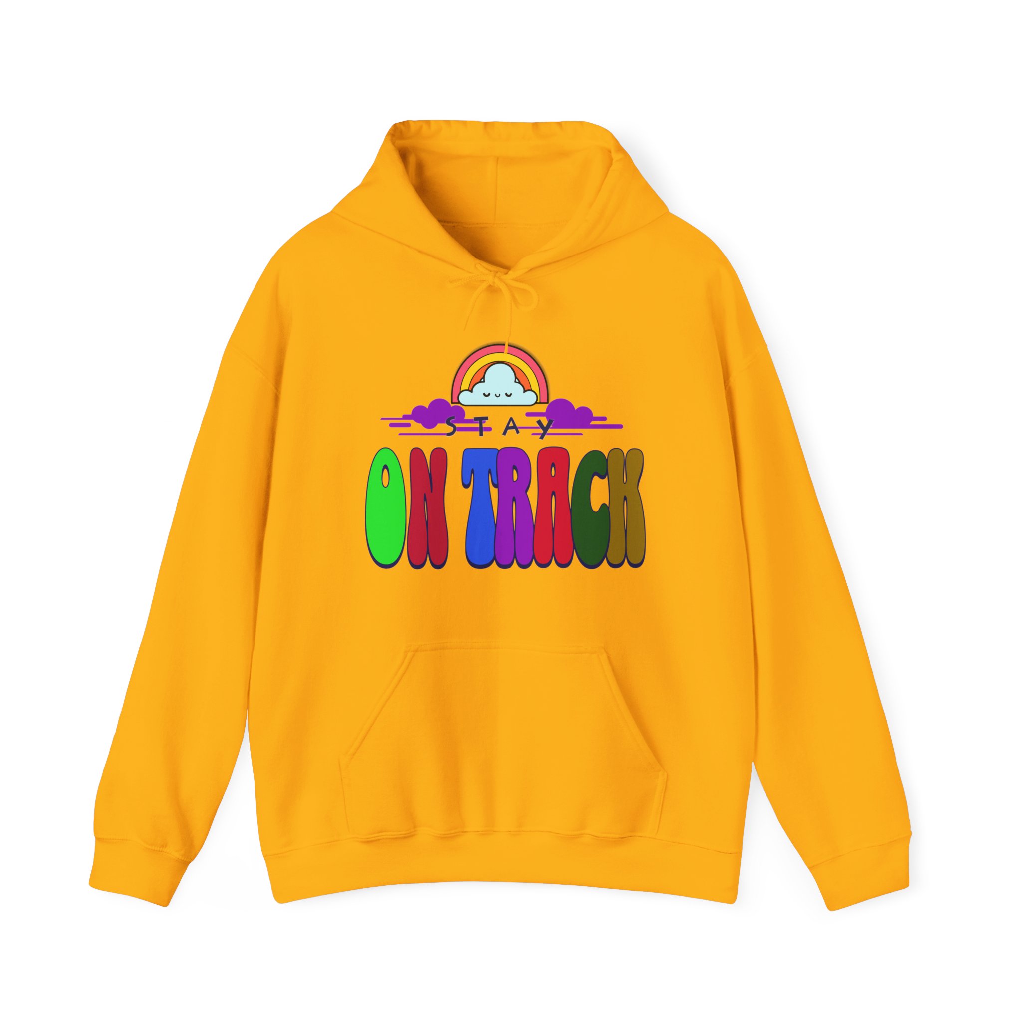Stay on Track: Rainbow Cloud Motivational Hoodie - Image 2