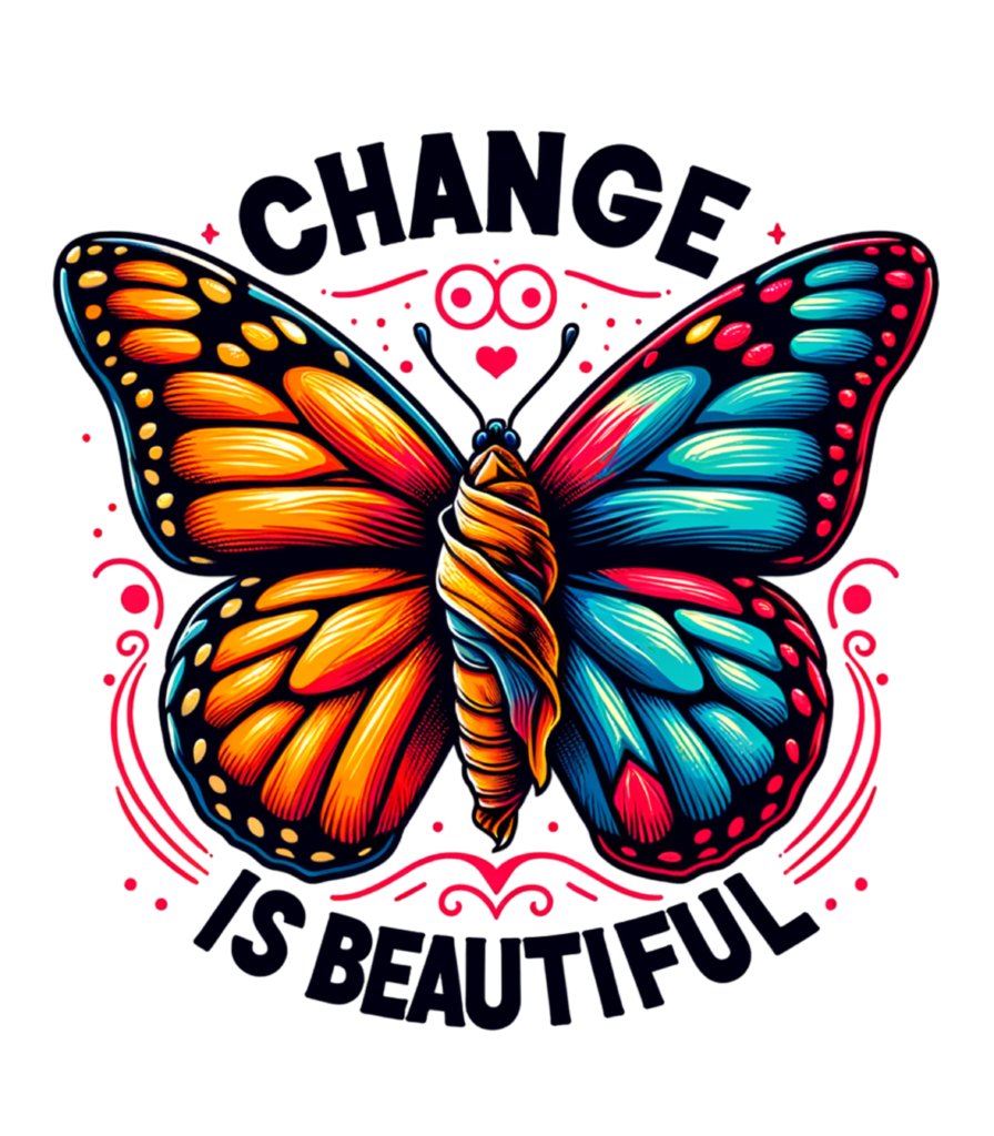 a colorful butterfly with text